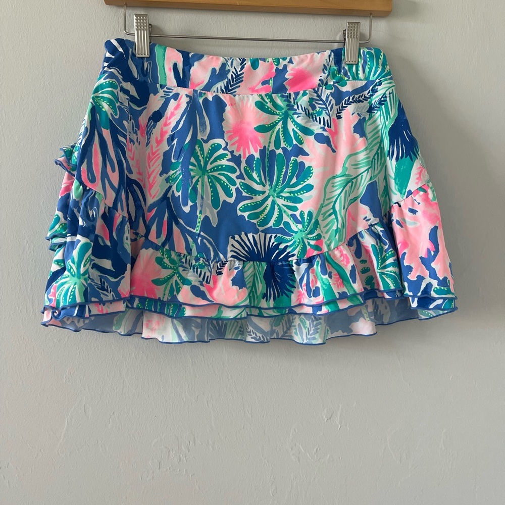 Tropical Print Ruffle Skort
